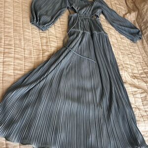 Blue silk Pleated Dress with cutouts (size medium)